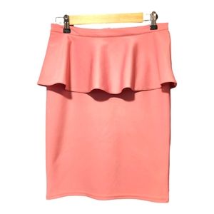 TopShop Bubblegum Pink Peplum Pencil Skirt Girly Glam